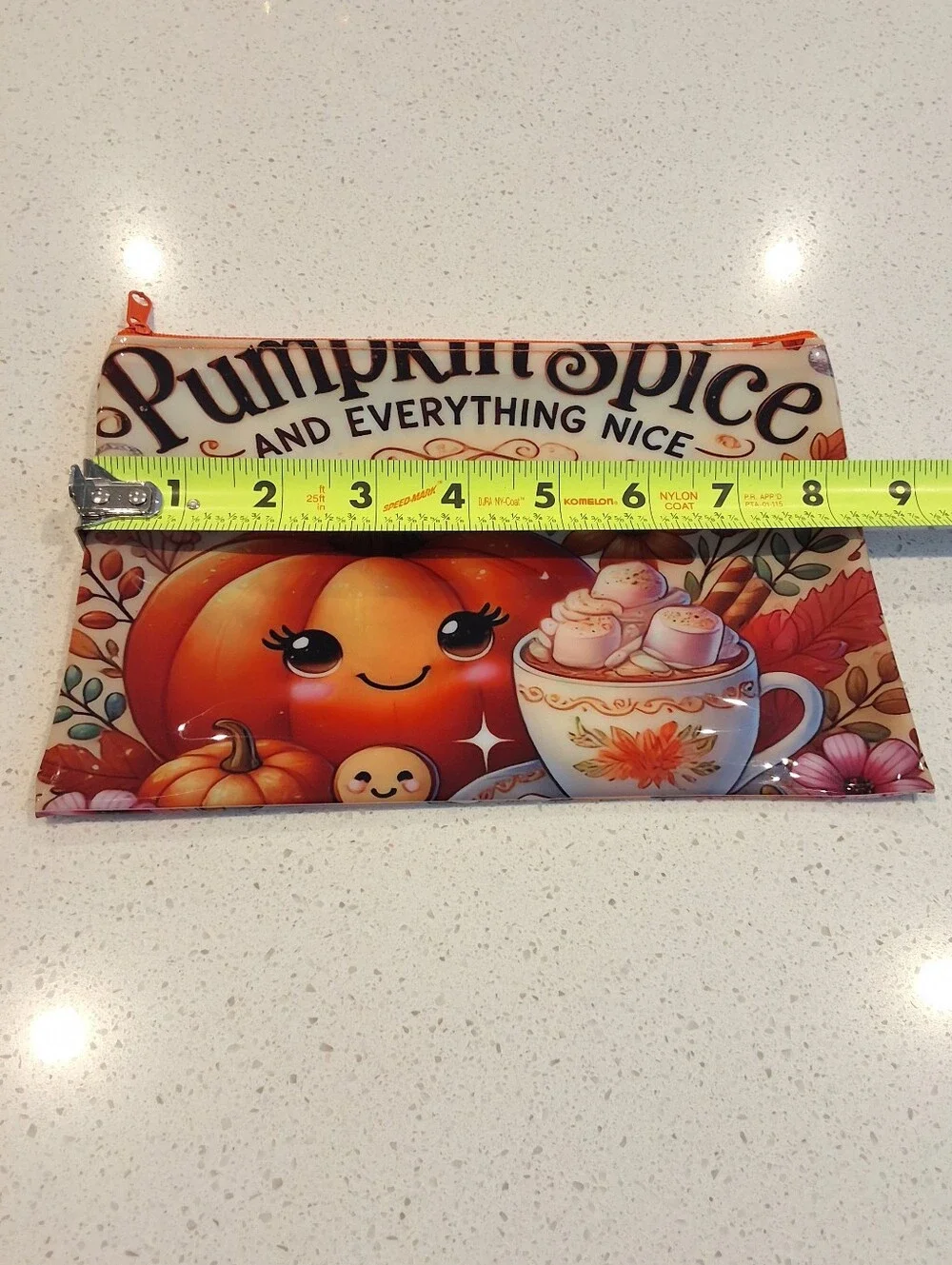 Cute Pumpkin Spice Fall Waterproof Zipper Pouch Cosmetic Bag Travel Pouch Autumn